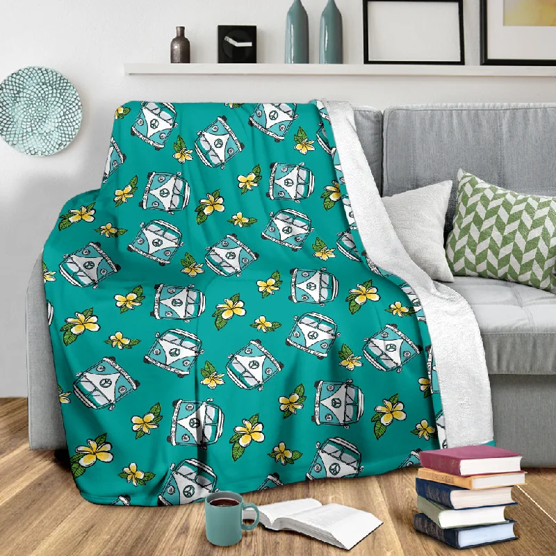 Lightweight linen comforter-Aloha Love Bus Blanket