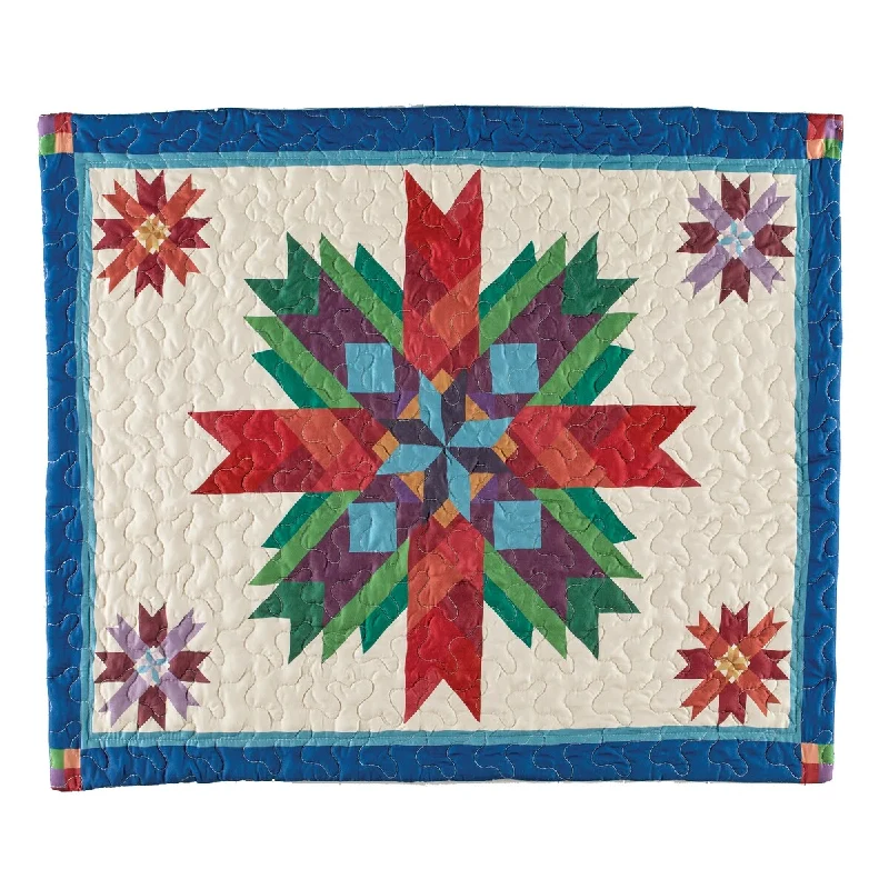 Soft flannel throw-Amish Star Design Multicolor Patch Pattern Pillow Sham