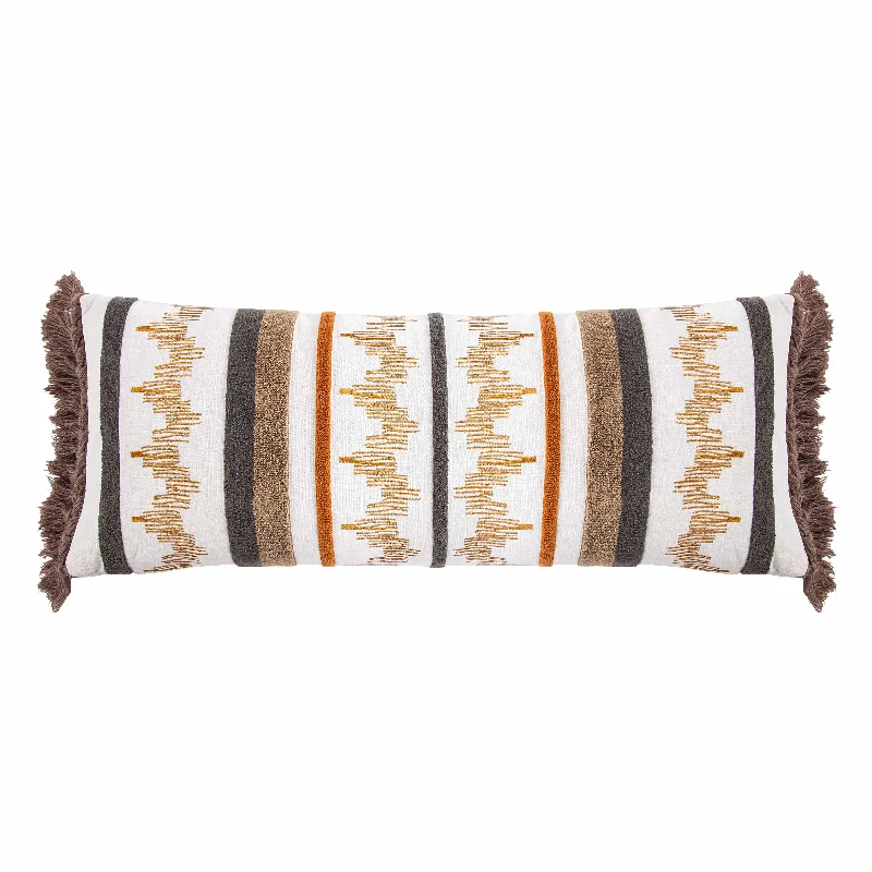 All-season cotton bedspread-Aria Embroidered Lumbar Pillow