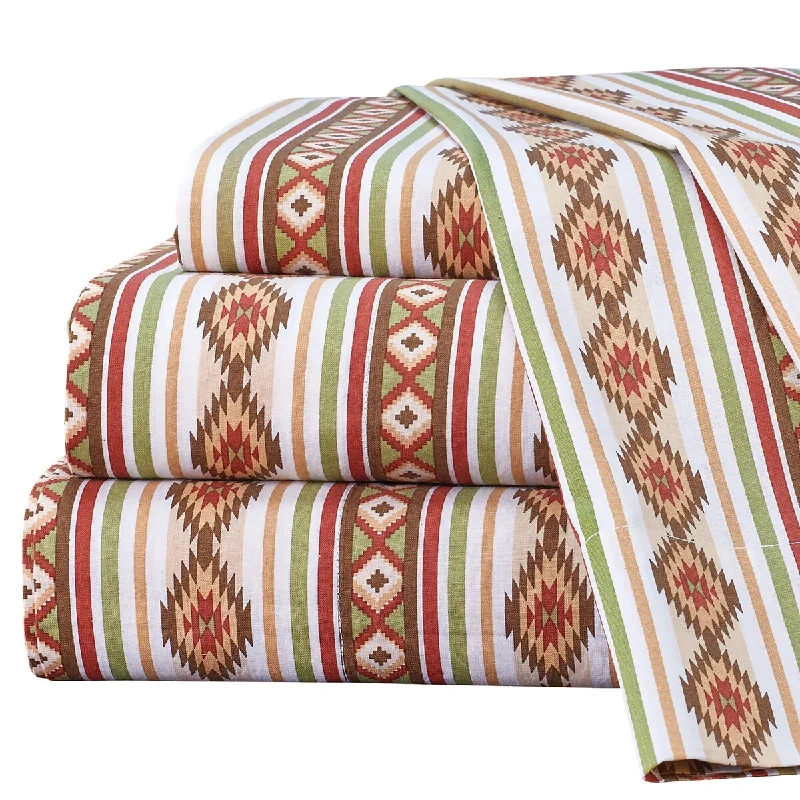 Breathable quilted blanket-Aztec Southwest Style Stripe Bedsheet & Pillowcase Set