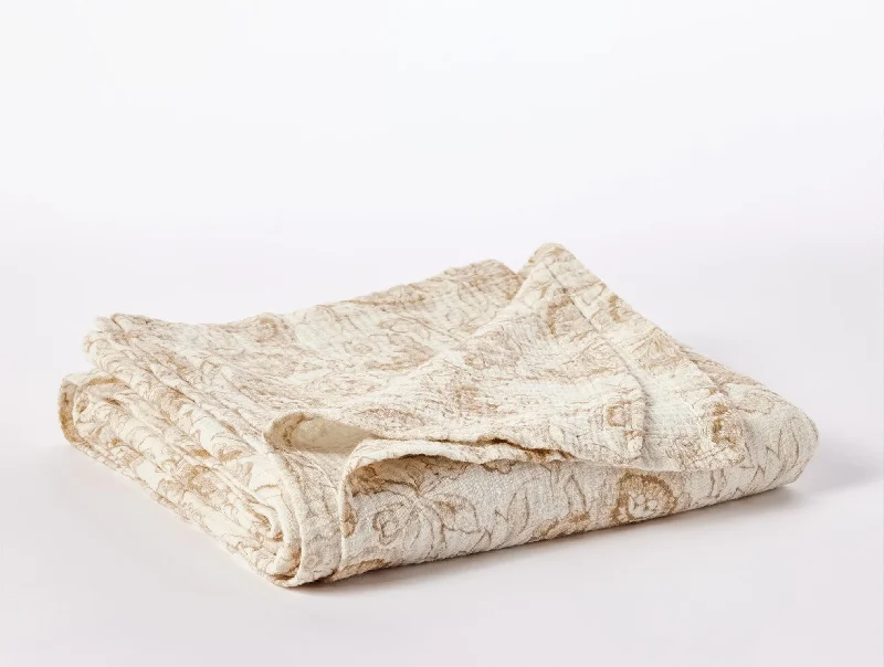 Plush velour comforter-Balboa Organic Matelasse Print Throw