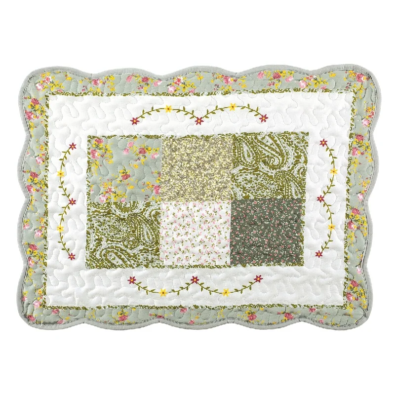 Non-slip bed protector-Beautiful Vintage Floral & Patchwork Design Pillow Sham