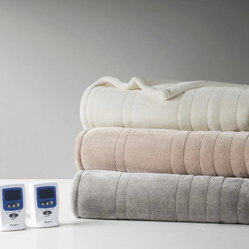 Contoured bamboo pillow-Beautyrest Microplush Heated Blanket with Wifi Technology