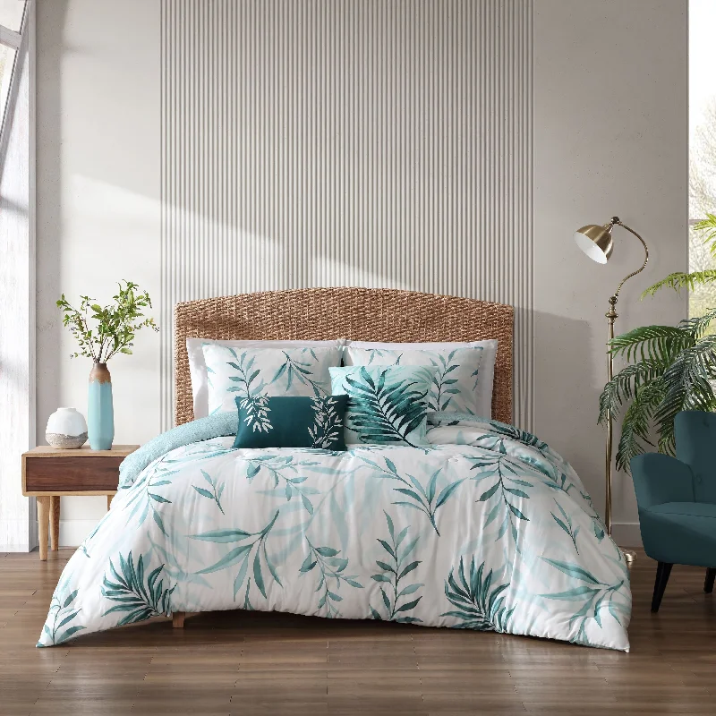 Breathable jersey bed sheets-Bebejan Tropical 100% Cotton 5-Piece Reversible Comforter Set