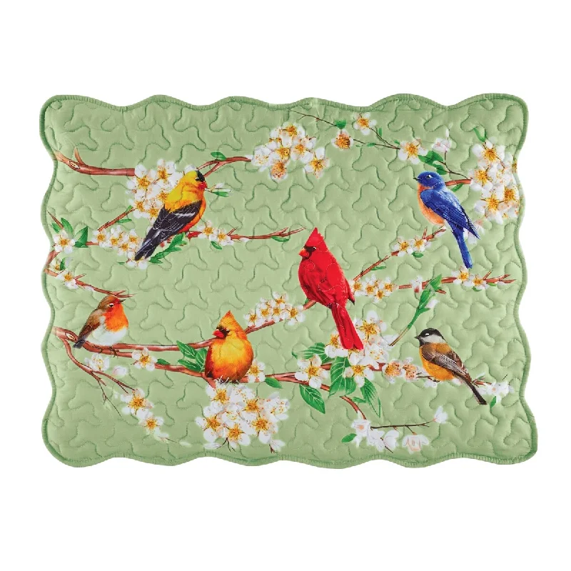 Anti-slip bed mattress-Birds On Floral Blossom Branches Garden Print Pillow Sham Set