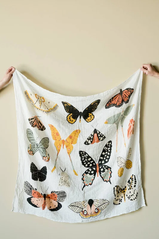 Modern dotted comforter-Butterfly Collector Swaddle Blanket