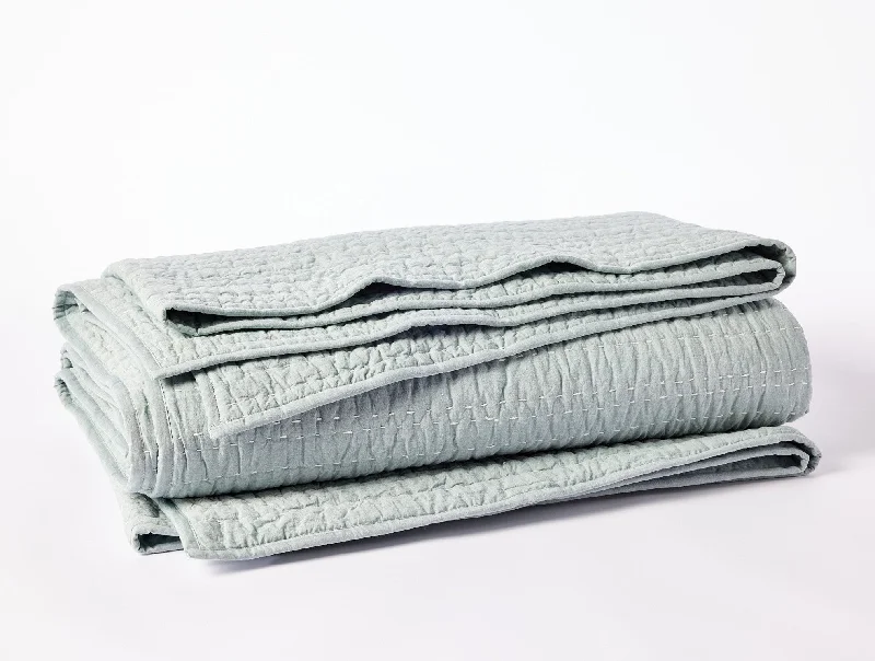 Floral linen throw-Channel Handstitched Organic Throw