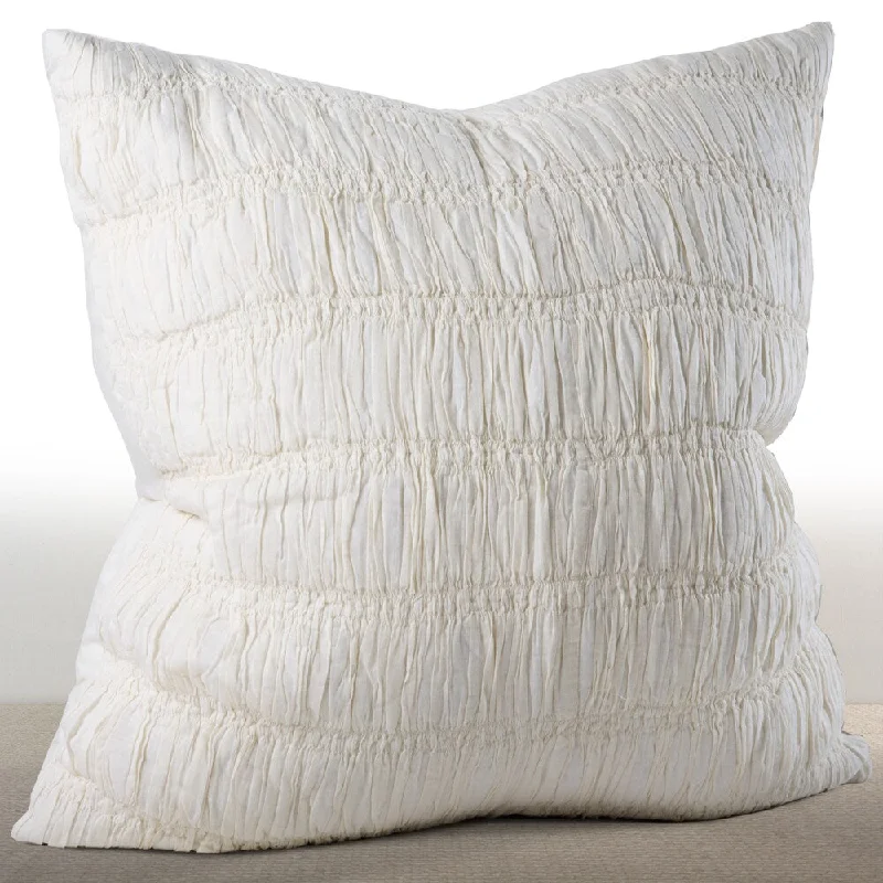 Cooling tencel bed pillow-Chauran Freya Ivory Ruched Cotton Euro Sham