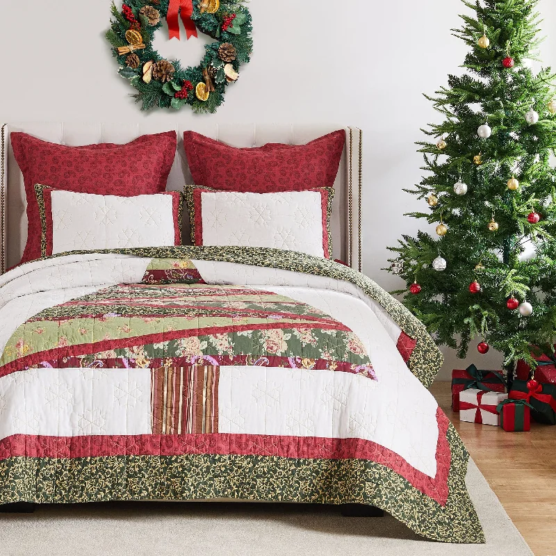 Organic tencel throw blanket-Christmas Tree Quilt Set