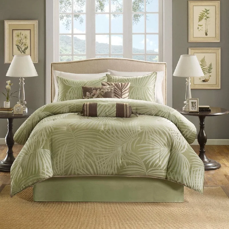 Smooth percale bed sheets-Copper Grove Geneva Sage 7-piece Comforter Set