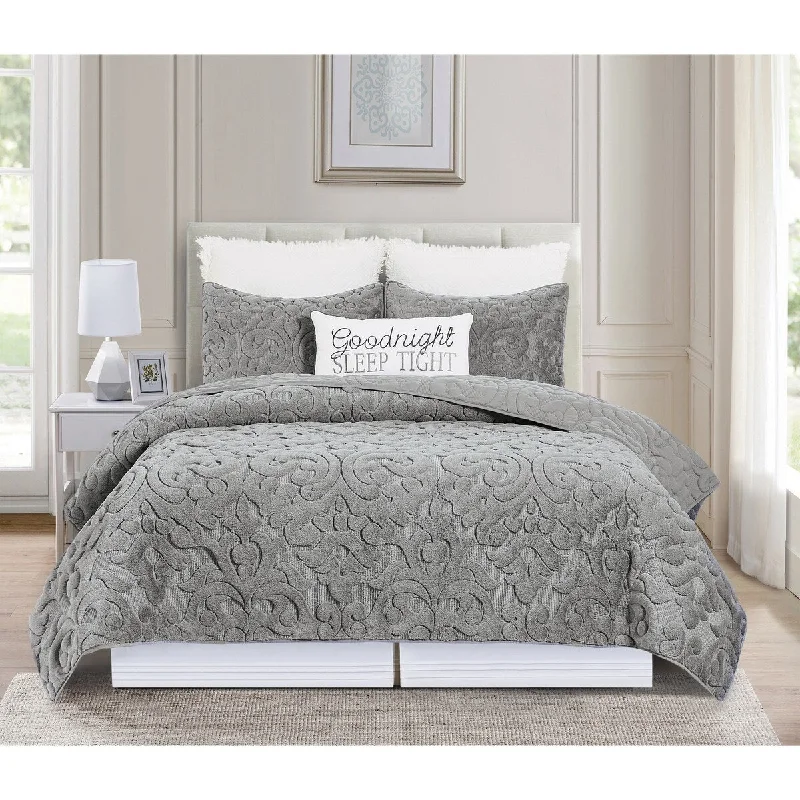 Plush faux fur bed throw-Cornelia Quilt Set