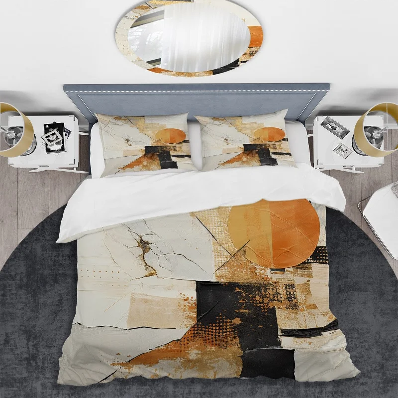 Plush velvet comforter-Designart "Black Twilight Dream abstract collages II" Abstract Collages Bedding Cover Set Traditional Bed Set with Shams