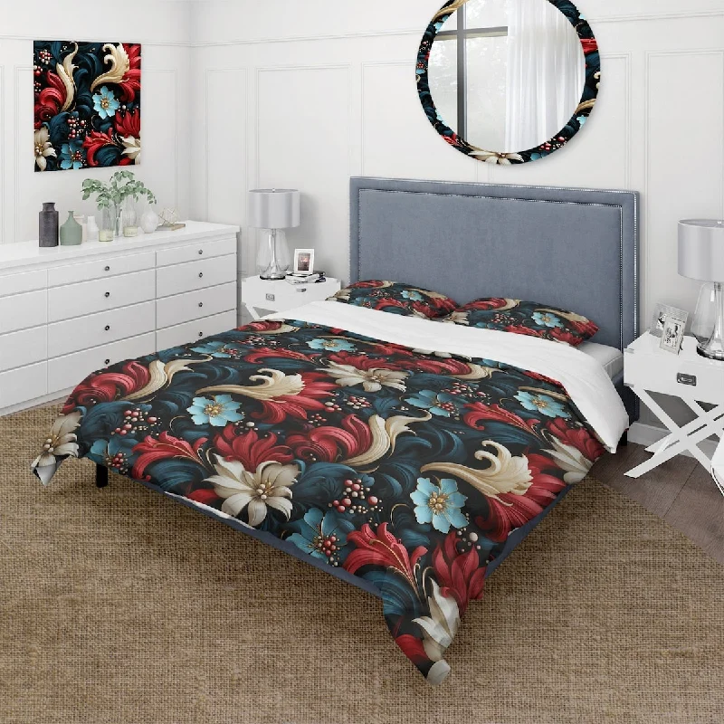 Reversible bamboo bedspread-Designart "Victorian Elegance Paisley Pattern III" paisley Bedding Cover Set With 2 Shams