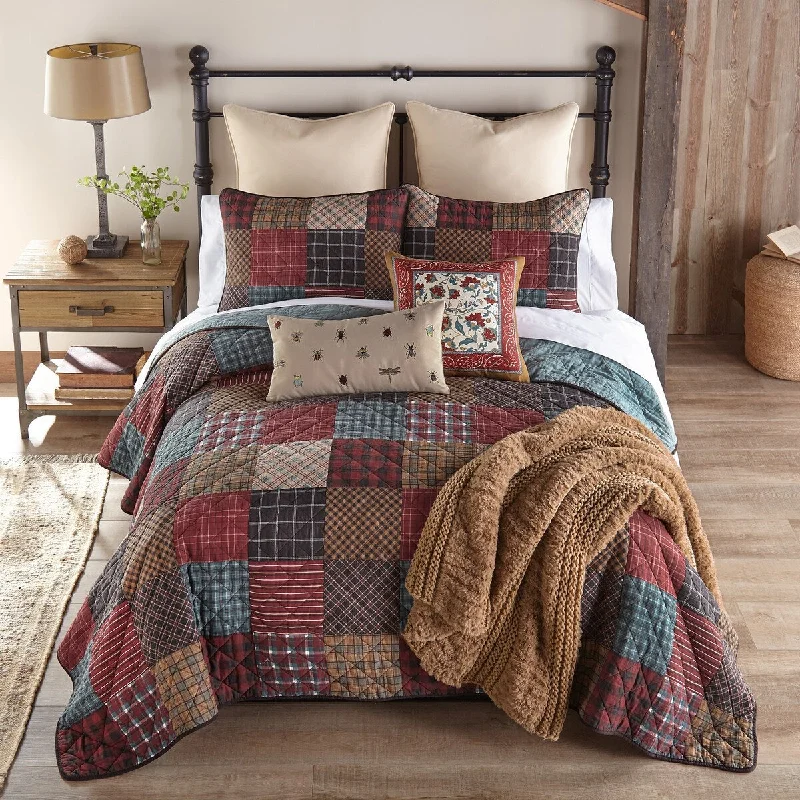 Heavy microfiber quilt-Donna Sharp Appalachia Plaid 3PC Cotton Quilt Set