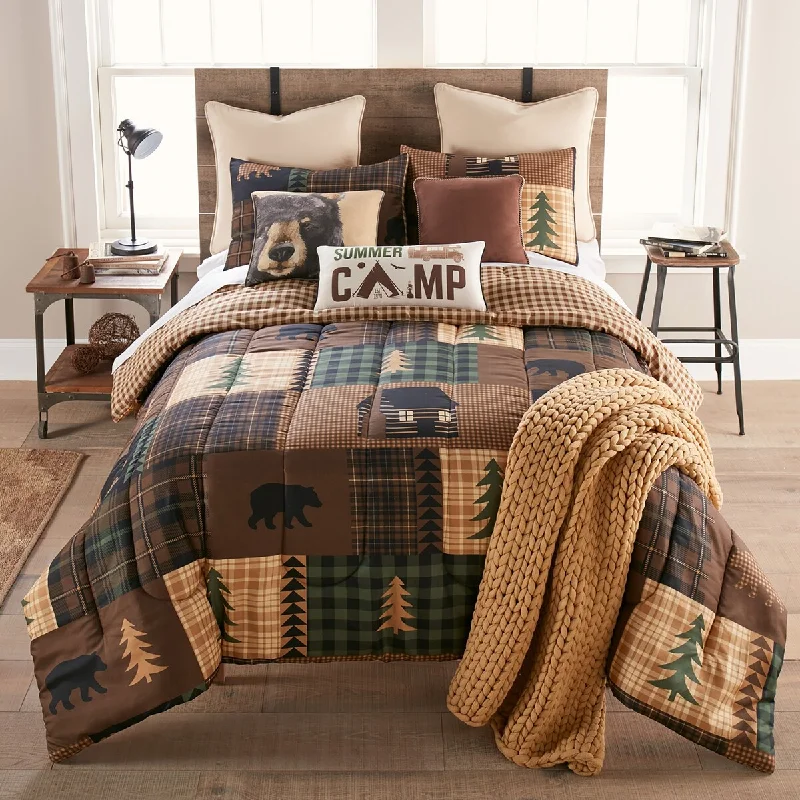 Cooling percale pillowcase-Donna Sharp Brown Bear Cabin 3-Piece Comforter Set