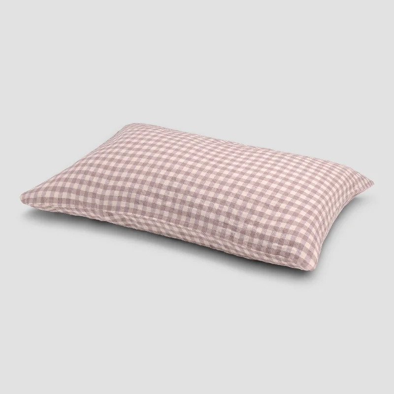 Linen blend comforter-Elderberry Gingham 100% Linen Pillowcases (Pair)