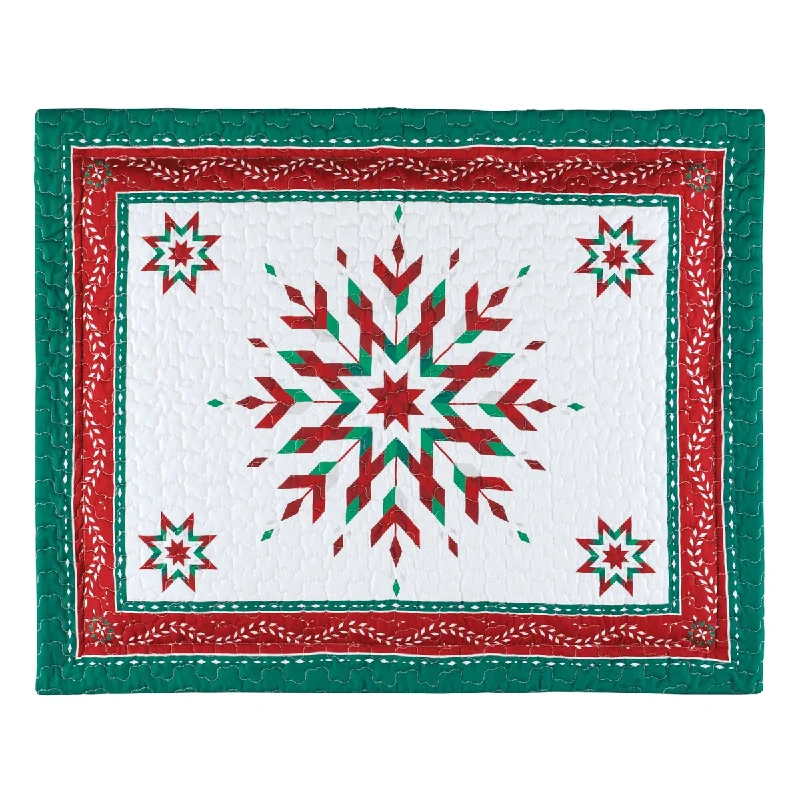 Reversible microfiber bedspread-Festive Intricate Snowflake Holiday Pillow Sham