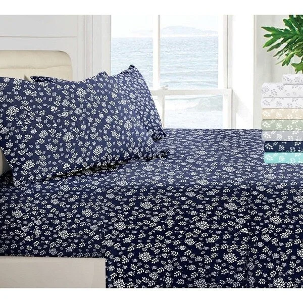 Plush chenille throw-FLORAL TWIN/ Teen Bedding in Navy By Lux Decor Collection (Set of 3)