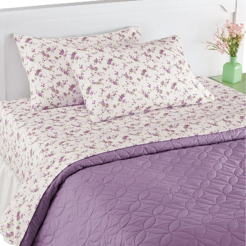 Luxe fleece bed throw-Flowers and Vines Bed Sheet and Pillowcase Set