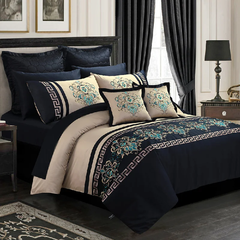 Contoured bamboo pillow-Forever Embroidered Quilt Cover Set