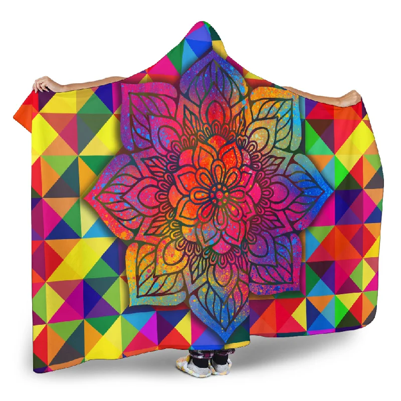 Crisp cotton bed sheets-Geo Mandala Hooded Blanket