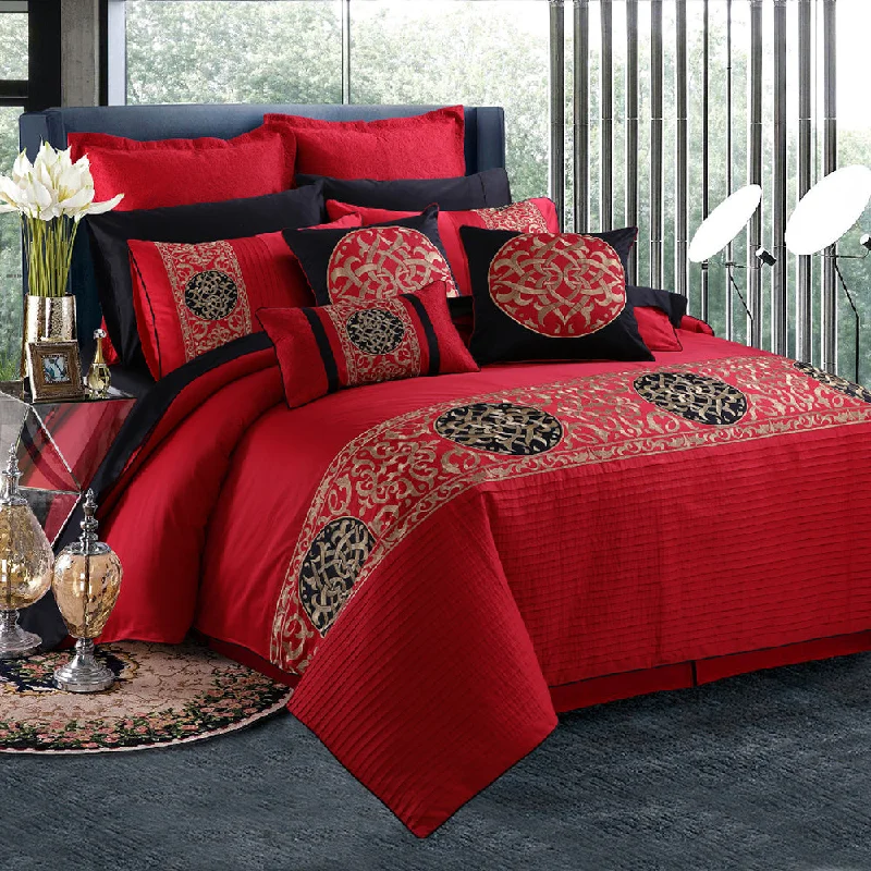 Non-slip bed protector-Grandeur Embroidered Quilt Cover Set