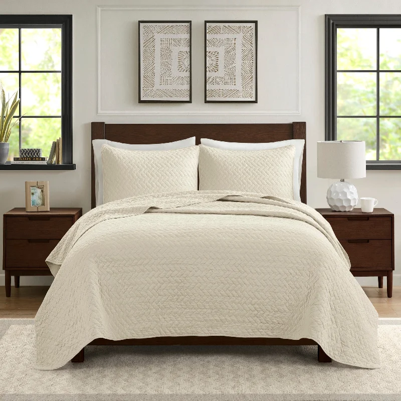 Natural cotton bedspread-Hampton Hill Velvet Touch Luxurious Oversized Quilted Set