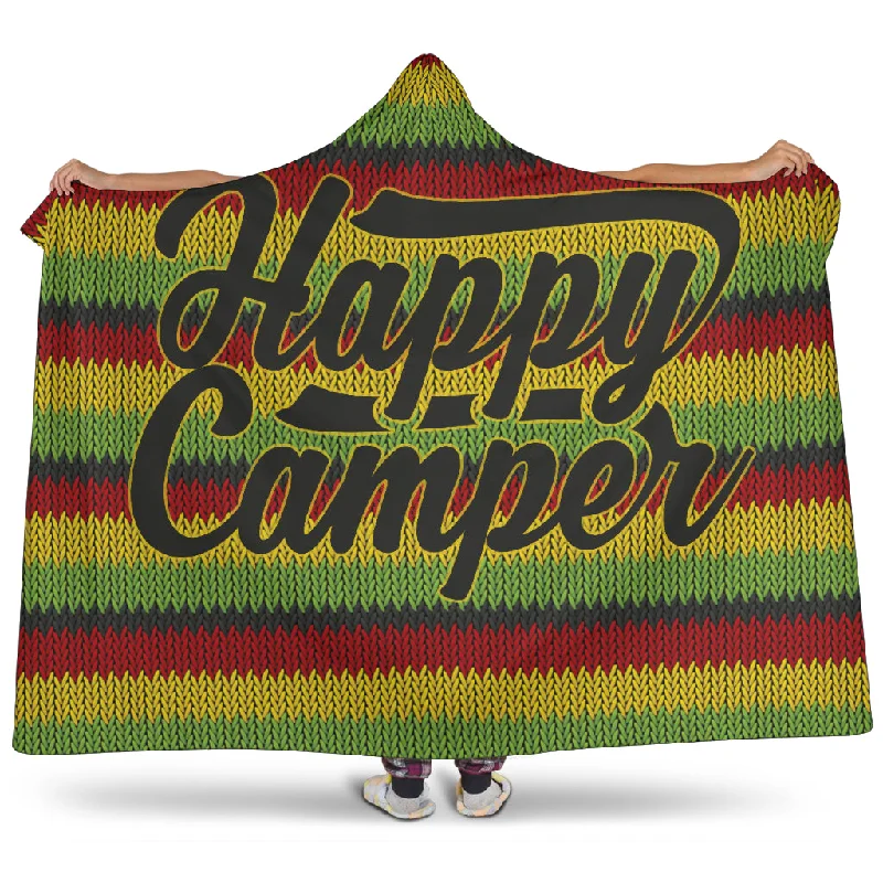 Luxe fleece throw-Happy Camper Rasta Hooded Blanket