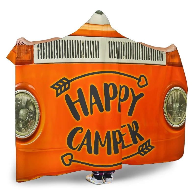 Firm gel memory pillow-Happy Camper Orange Hooded Blanket