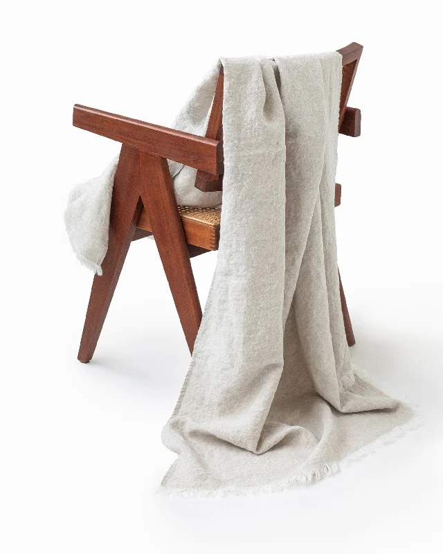 Linen blend quilt-Heavyweight linen throw blanket in Natural melange