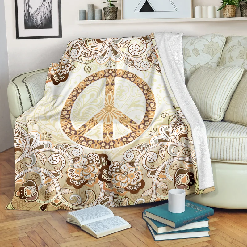 Ergonomic gel bamboo pillow-Hippie Floral Peace Blanket