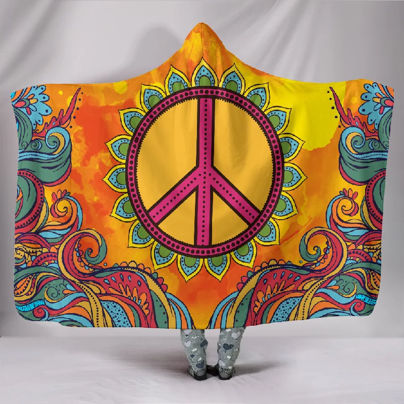 Orthopedic bamboo pillow-Hippie Peace Hoodie Blanket