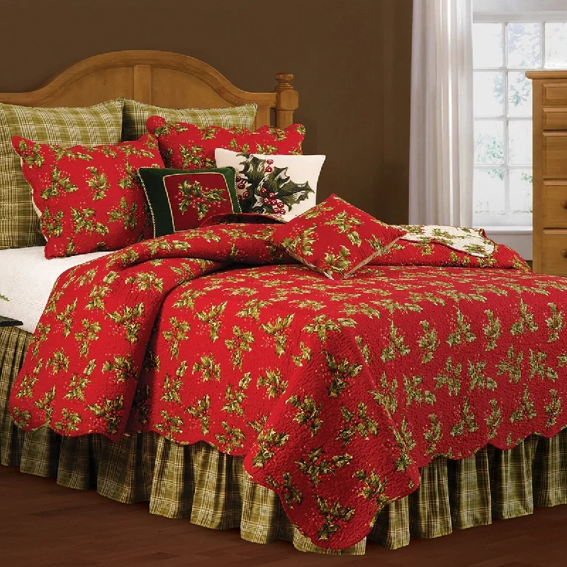 Breathable tencel pillowcase-Holly Red Quilt