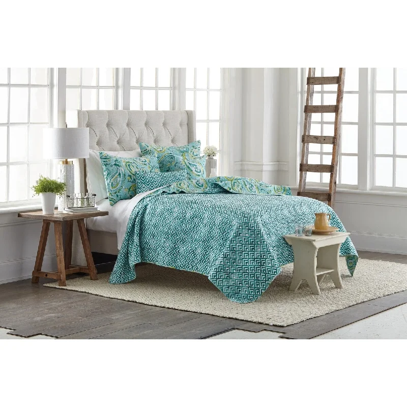 Modern swirl comforter-Jade Paisley Quilt Mini Set