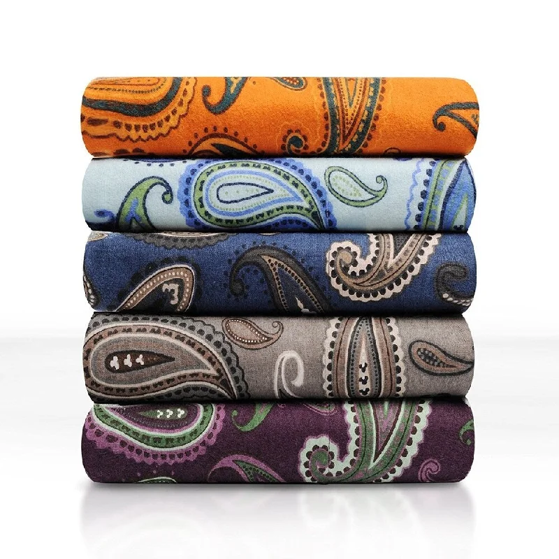 Breathable bed pad-Kotter Home Deep Pocket Paisley Flannel Sheet & Pillowcase Set