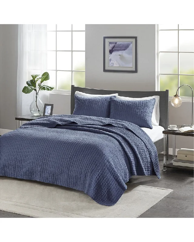 Silky jersey pillowcase-Madison Park Keaton Quilt Set