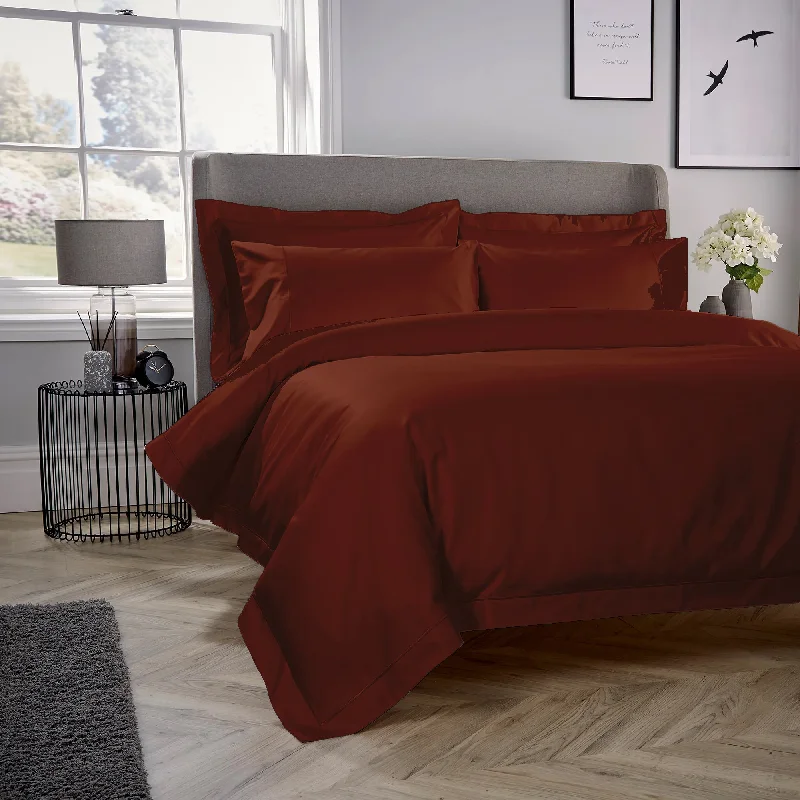 Textured cotton quilt-Maroon Cotton Sateen Quilt Cover Set