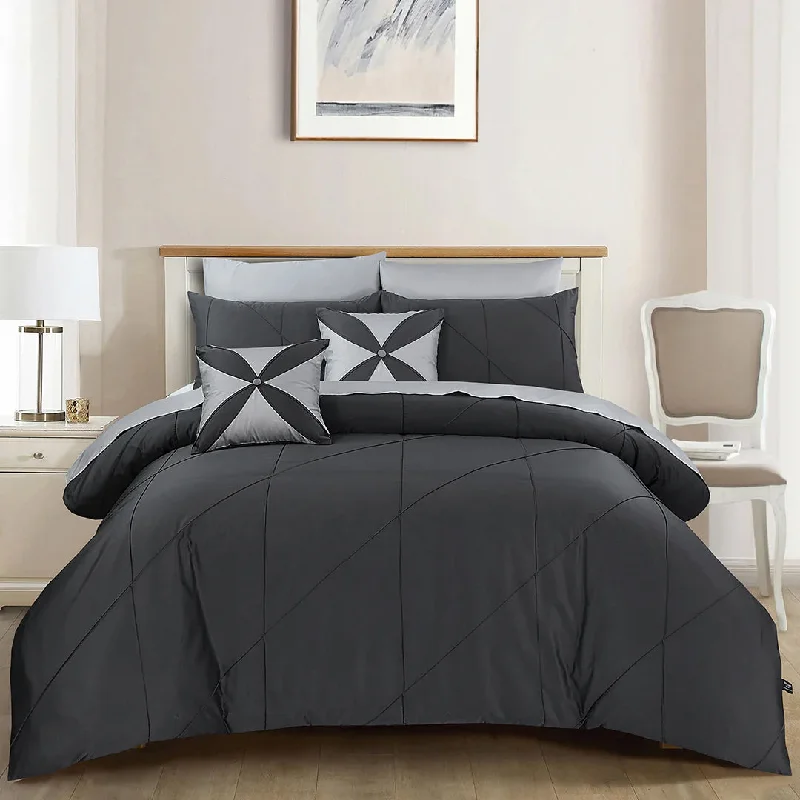 Plush fleece bed throw-Midnight Embellished Quilt Cover Set