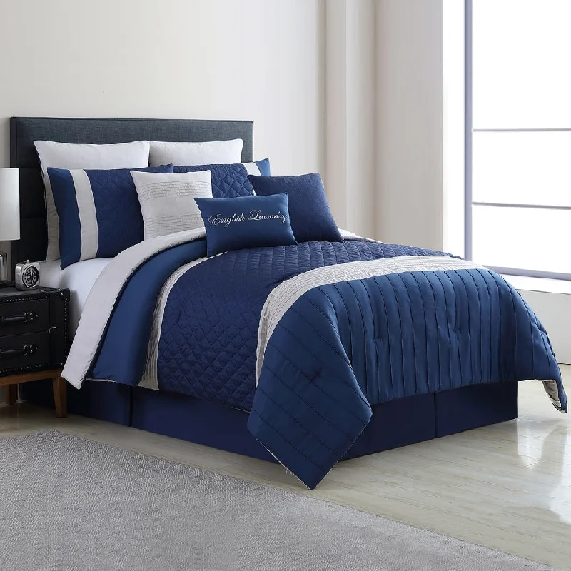 Textured linen comforter-Modern Threads Leo 9-Piece Embellished Comforter Set