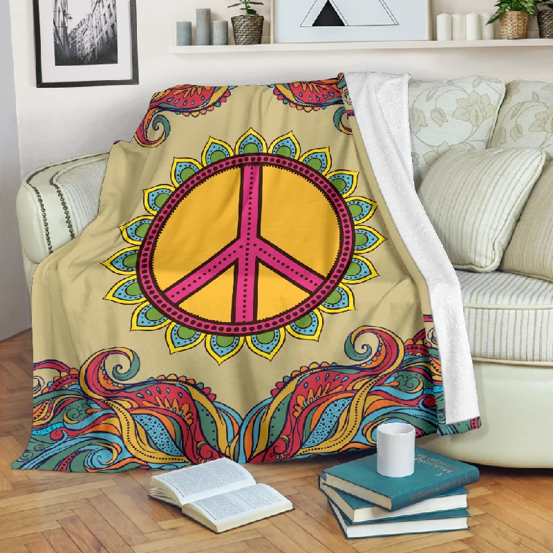 Firm gel foam pillow-Natural Hippie Peace Blanket