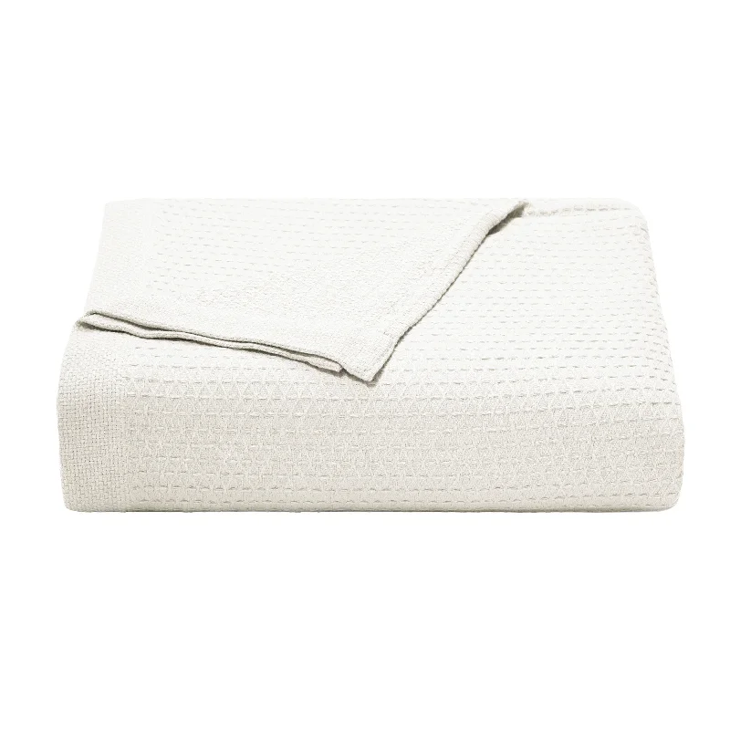 Plush fleece bed throw-Nautica Baird White Blanket