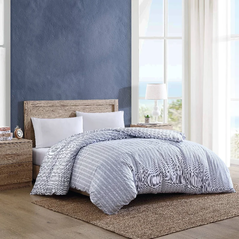 Anti-slip bed cover-Nautica Beaux Striped Blue King Duvet Cover