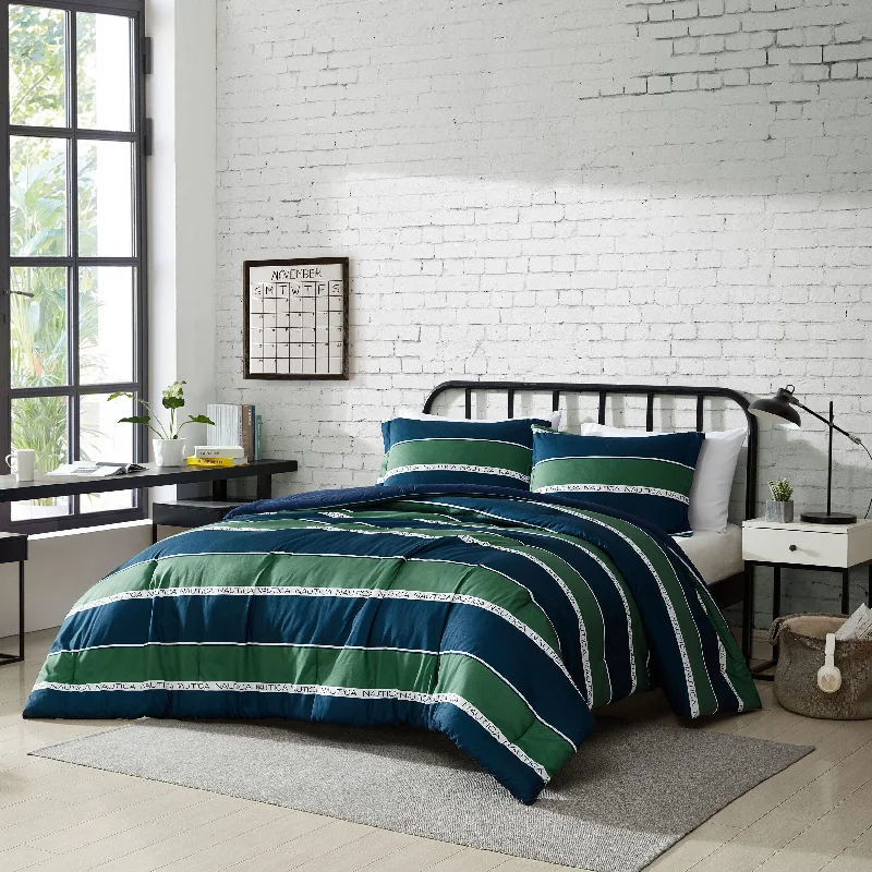 Soft tencel pillowcase-Nautica Bellcastle Navy Full/Queen Comforter-Sham Set