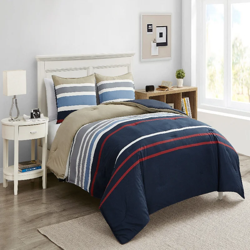 Brushed jersey bed sheets-Nautica Bradford Full/Queen Comforter Set