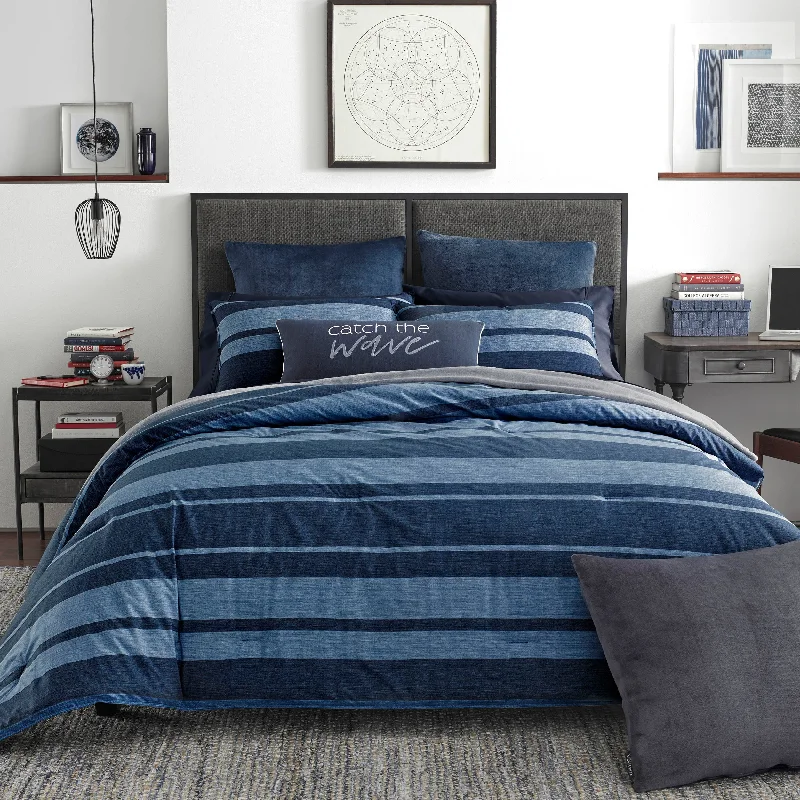 Plush sherpa bed throw-Nautica Longpoint King Reversible Comforter And Sham Set