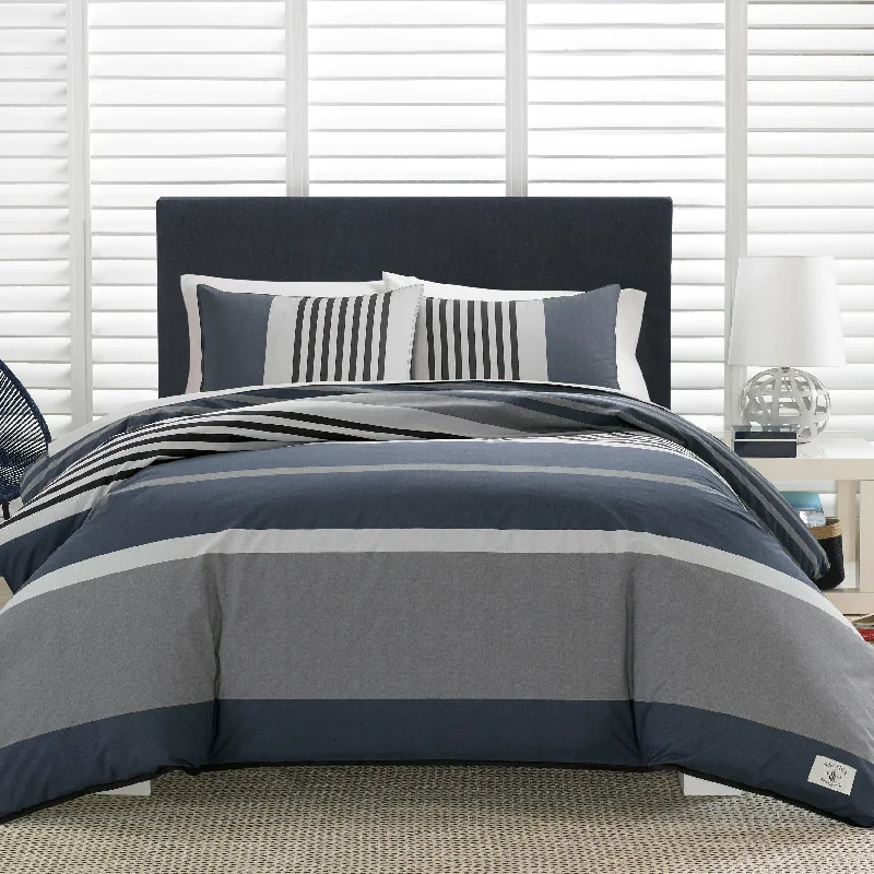 Floral silk throw-Nautica Rendon Charcoal Twin Comforter Set