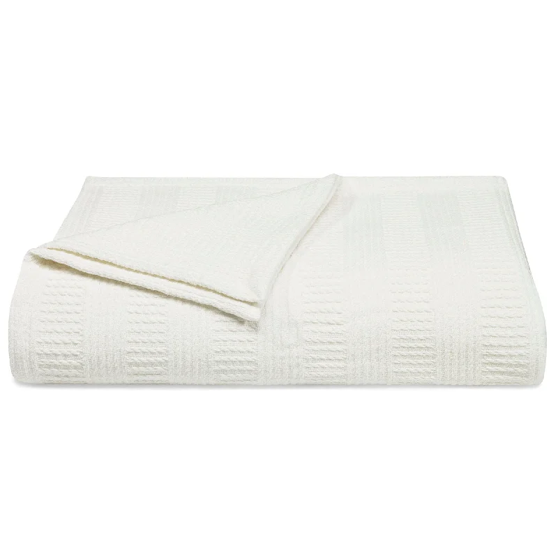 Silky percale bed sheets-Nautica Rope Stripe Blanket - Deck White