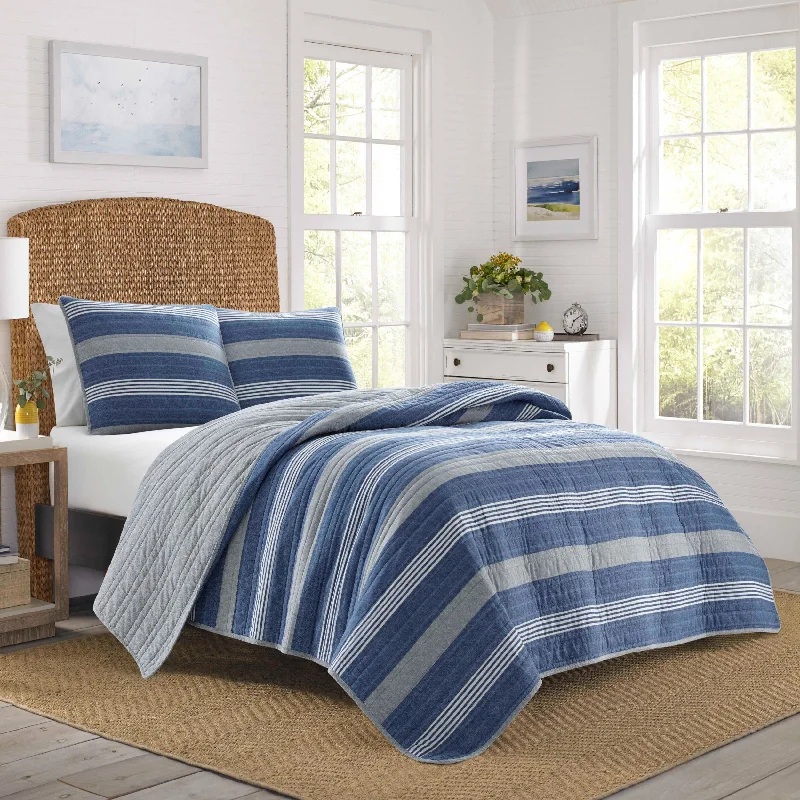 Thick linen throw blanket-Nautica Saltmarsh Full/Queen Quilt Set