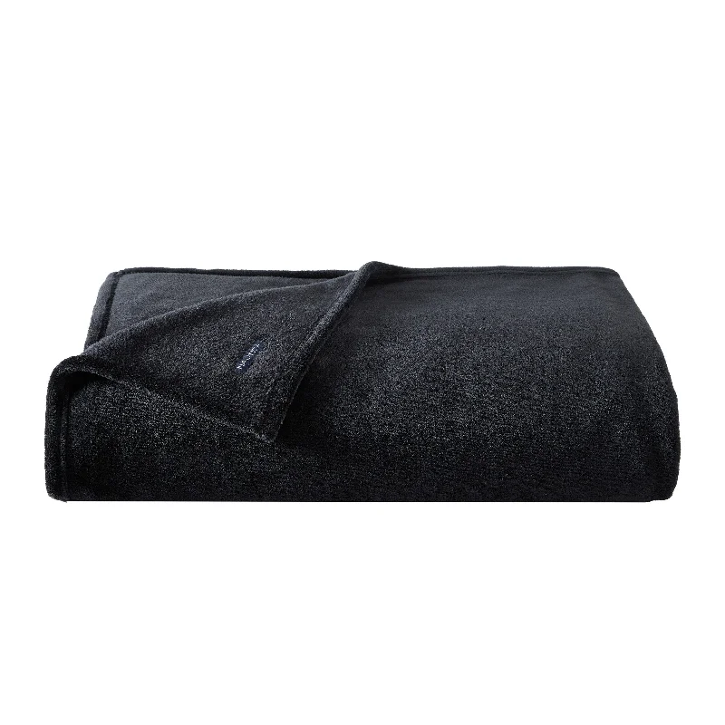 Cooling gel bamboo pillow-Nautica Solid Black Ultra Plush Soft Full/Queen Blanket