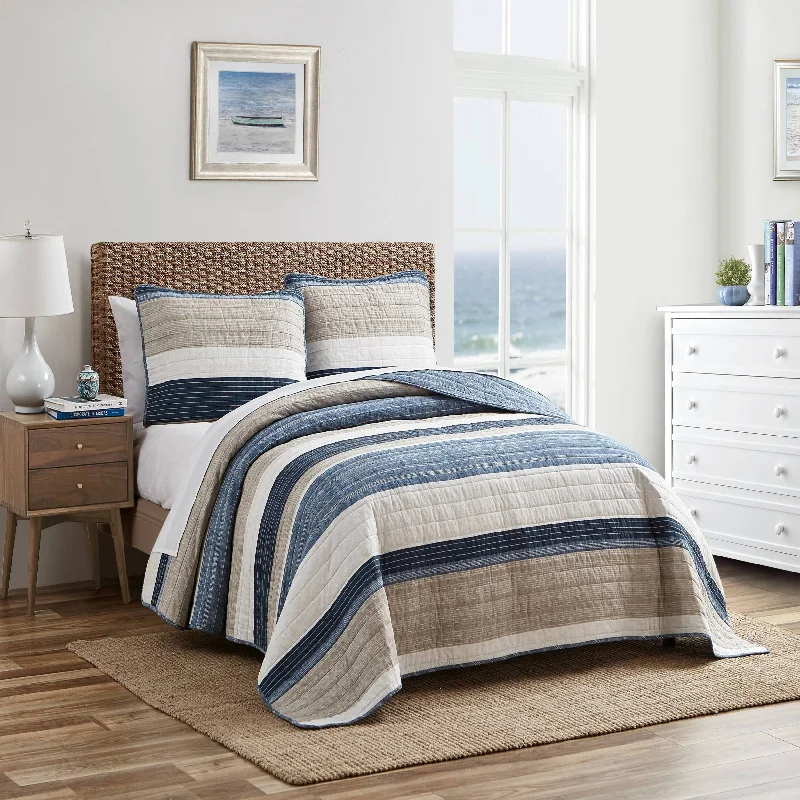 Cooling bamboo bed sheets-Nautica Striped Quilt-Sham Set